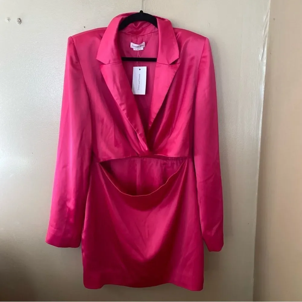 NWT Lovers and Friends Andie blazer dress pink satin mini cut out Revolve XL